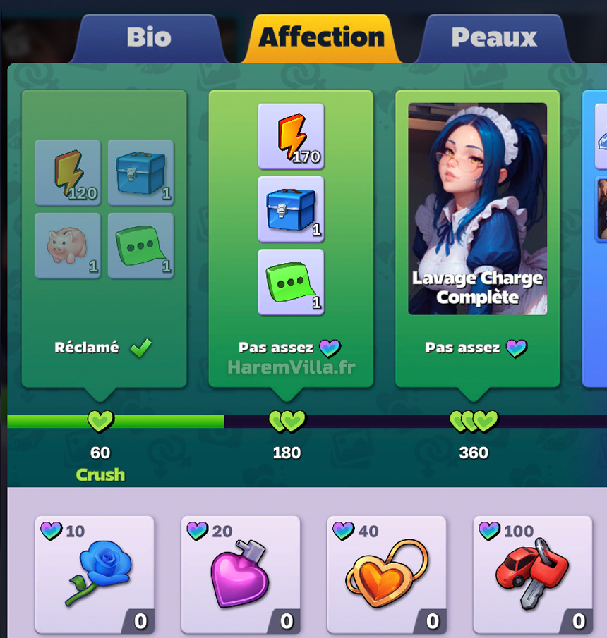 Personnage Kira dans le jeu Harem Villa